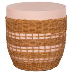ΒΟΗΘΗΤΙΚΟ ΤΡΑΠΕΖΙ VILHENA HM18166 FIBER CEMENT ΡΟΖ-RATTAN ΦΥΣΙΚΟ Φ44.5x45Υεκ.