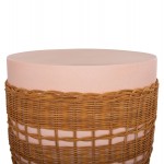 ΒΟΗΘΗΤΙΚΟ ΤΡΑΠΕΖΙ VILHENA HM18166 FIBER CEMENT ΡΟΖ-RATTAN ΦΥΣΙΚΟ Φ44.5x45Υεκ.