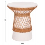 ΒΟΗΘΗΤΙΚΟ ΤΡΑΠΕΖΙ ΣΤΡΟΓΓΥΛΟ DELIA HM18167.02 FIBER CEMENT ΛΕΥΚΟ & RATTAN Φ40x45Υεκ