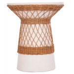 ΒΟΗΘΗΤΙΚΟ ΤΡΑΠΕΖΙ ΣΤΡΟΓΓΥΛΟ DELIA HM18167.02 FIBER CEMENT ΛΕΥΚΟ & RATTAN Φ40x45Υεκ