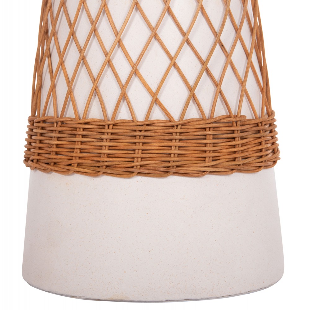 ΒΟΗΘΗΤΙΚΟ ΤΡΑΠΕΖΙ ΣΤΡΟΓΓΥΛΟ DELIA HM18167.02 FIBER CEMENT ΛΕΥΚΟ & RATTAN Φ40x45Υεκ