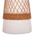 ΒΟΗΘΗΤΙΚΟ ΤΡΑΠΕΖΙ ΣΤΡΟΓΓΥΛΟ DELIA HM18167.02 FIBER CEMENT ΛΕΥΚΟ & RATTAN Φ40x45Υεκ
