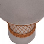 ΒΟΗΘΗΤΙΚΟ ΤΡΑΠΕΖΙ ΣΤΡΟΓΓΥΛΟ DELIA HM18167.03 FIBER CEMENT ΓΚΡΙ & RATTAN Φ40x45Υεκ