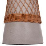 ΒΟΗΘΗΤΙΚΟ ΤΡΑΠΕΖΙ ΣΤΡΟΓΓΥΛΟ DELIA HM18167.03 FIBER CEMENT ΓΚΡΙ & RATTAN Φ40x45Υεκ