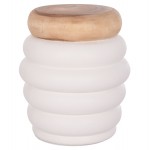 ΤΡΑΠΕΖΙ ΒΟΗΘΗΤΙΚΟ PUFFAT HM18172.02 FIBER CEMENT ΛΕΥΚΟ- ΞΥΛΟ TEAK TOP Φ45x46Υεκ.