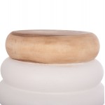 ΤΡΑΠΕΖΙ ΒΟΗΘΗΤΙΚΟ PUFFAT HM18172.02 FIBER CEMENT ΛΕΥΚΟ- ΞΥΛΟ TEAK TOP Φ45x46Υεκ.