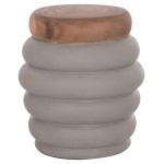 ΤΡΑΠΕΖΙ ΒΟΗΘΗΤΙΚΟ PUFFAT HM18172.03 FIBER CEMENT ΓΚΡΙ- ΞΥΛΟ TEAK TOP Φ45x46Υεκ.