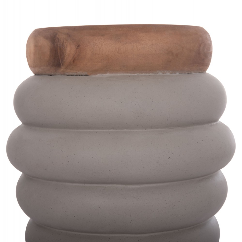 ΤΡΑΠΕΖΙ ΒΟΗΘΗΤΙΚΟ PUFFAT HM18172.03 FIBER CEMENT ΓΚΡΙ- ΞΥΛΟ TEAK TOP Φ45x46Υεκ.