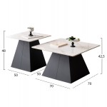 ΣΕΤ 2 ΤΡΑΠΕΖΙΑ ΣΑΛΟΝΙΟΥ QUBER(X) HM18311.02 SINTERED STONE ΤΕΤΡΑΓΩΝΟ--ΒΑΣΕΙΣ ΜΑΥΡΕΣ