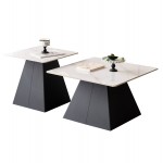 ΣΕΤ 2 ΤΡΑΠΕΖΙΑ ΣΑΛΟΝΙΟΥ QUBER(X) HM18311.02 SINTERED STONE ΤΕΤΡΑΓΩΝΟ--ΒΑΣΕΙΣ ΜΑΥΡΕΣ