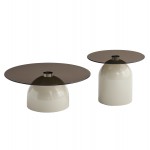 ΣΕΤ 2 ΤΡΑΠΕΖΙΑ ΣΑΛΟΝΙΟΥ BELLINS HM18313.04 ΜΠΕΖ ΜΕΤΑΛ.ΒΑΣΕΙΣ--ΓΥΑΛΙ Φ50εκ & Φ80εκ