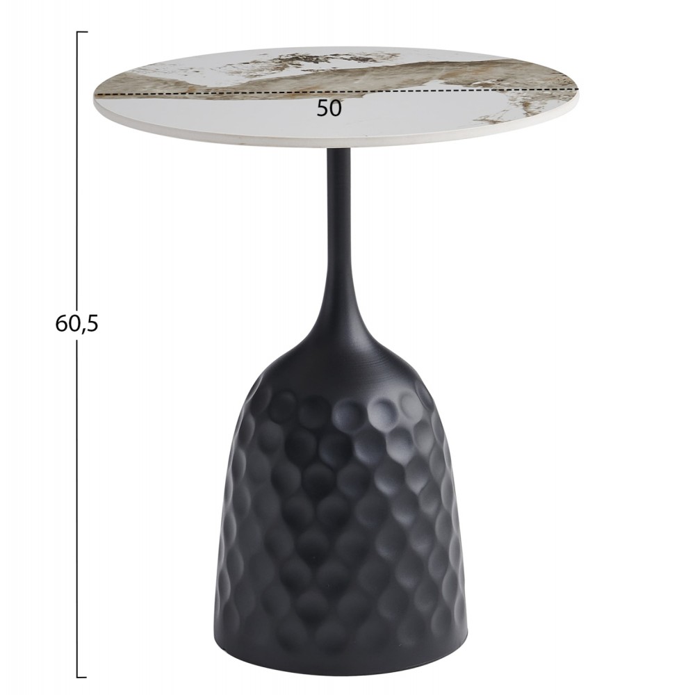 ΤΡΑΠΕΖΙ ΣΑΛΟΝΙΟΥ LONGSTEM HM18317.02 ΒΑΣΗ ΜΑΥΡΗ--SINTERED STONE PANDORA SCHEME Φ50