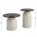 ΣΕΤ 2 ΤΡΑΠΕΖΙΑ ΣΑΛΟΝΙΟΥ BELLINS HM18314.04 ΜΠΕΖ ΜΕΤΑΛ.ΒΑΣΕΙΣ--ΓΥΑΛΙ Φ50εκ & Φ40εκ