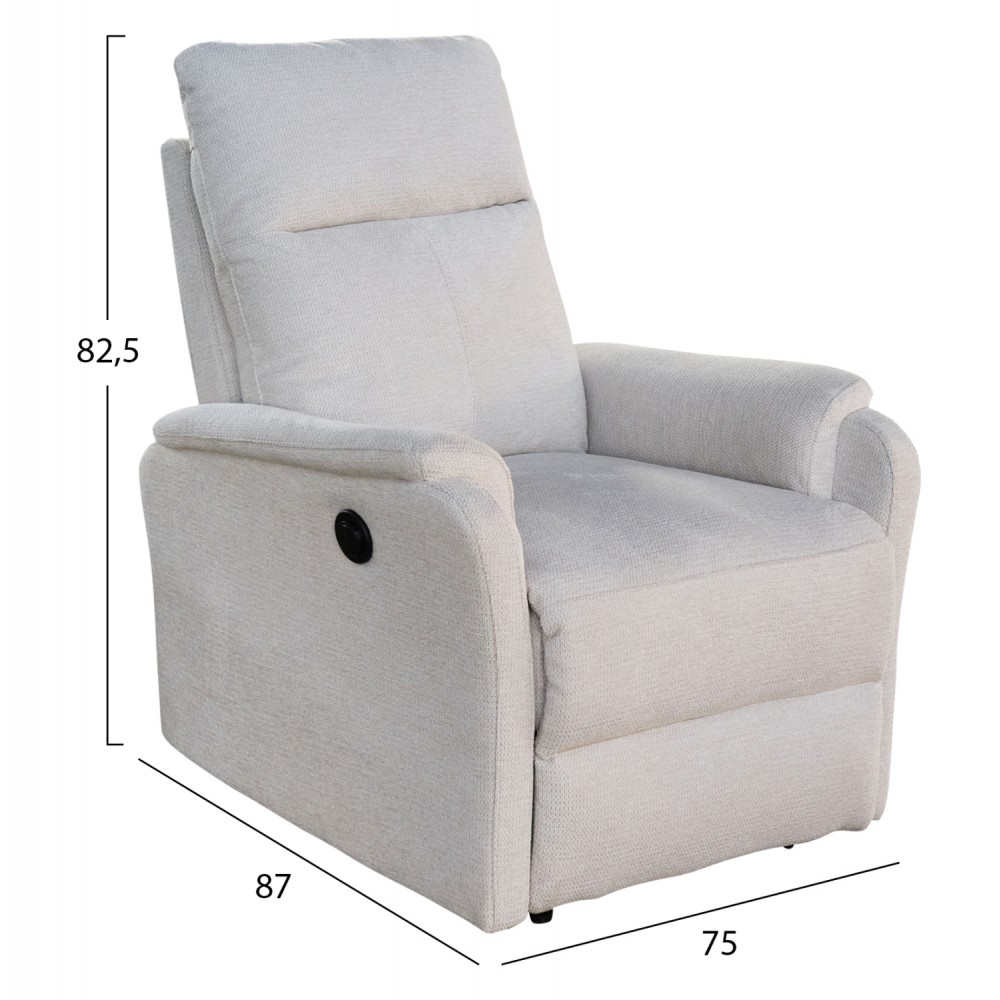 ΠΟΛΥΘΡΟΝΑ RELAX ΜΕ ΗΛΕΚΤΡΙΚΗ ΑΝΑΚΛΙΣΗ SYNTHIA HM3309.01 ΜΠΕΖ ΥΦΑΣΜΑ 75x86x100Yεκ