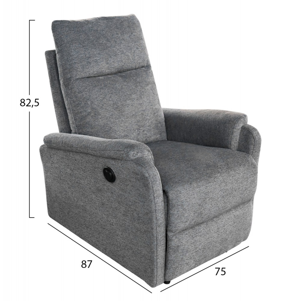 ΠΟΛΥΘΡΟΝΑ RELAX ΜΕ ΗΛΕΚΤΡΙΚΗ ΑΝΑΚΛΙΣΗ SYNTHIA HM3309.03 ΓΚΡΙ ΥΦΑΣΜΑ 75x86x100Yεκ