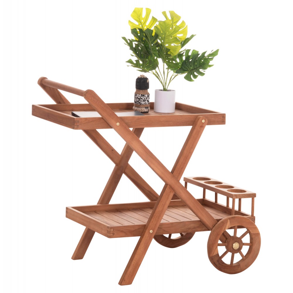 ΔΙΣΚΟΣ ΣΕΡΒΙΡΙΣΜΑΤΟΣ ΣΕ ΤΡΟΛΕΥ ALFRED HM4579 ΞΥΛΟ TEAK--ΦΥΣΙΚΟ 86x56x80Υεκ.