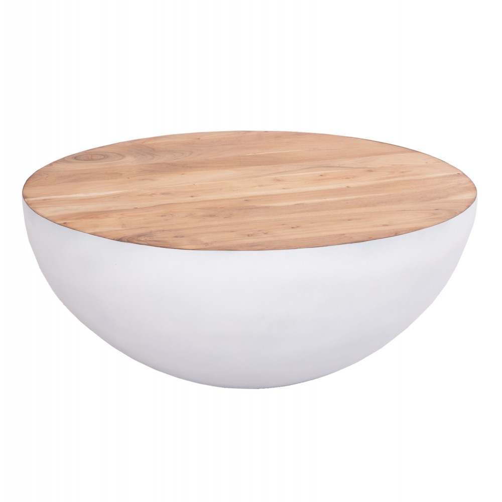 ΔΙΑΚΟΣΜΗΤΙΚΟ ΤΡΑΠΕΖΙ ΣΑΛΟΝΙΟΥ BOWL Φ91x38,5Yεκ. ΛΕΥΚΟ ΜΕ ΞΥΛΟ ΑΚΑΚΙΑΣ HM8717.23 Β'ΔΙΑΛΟΓΗΣ