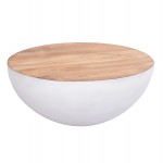 ΔΙΑΚΟΣΜΗΤΙΚΟ ΤΡΑΠΕΖΙ ΣΑΛΟΝΙΟΥ BOWL Φ91x38,5Yεκ. ΛΕΥΚΟ ΜΕ ΞΥΛΟ ΑΚΑΚΙΑΣ HM8717.23 Β'ΔΙΑΛΟΓΗΣ