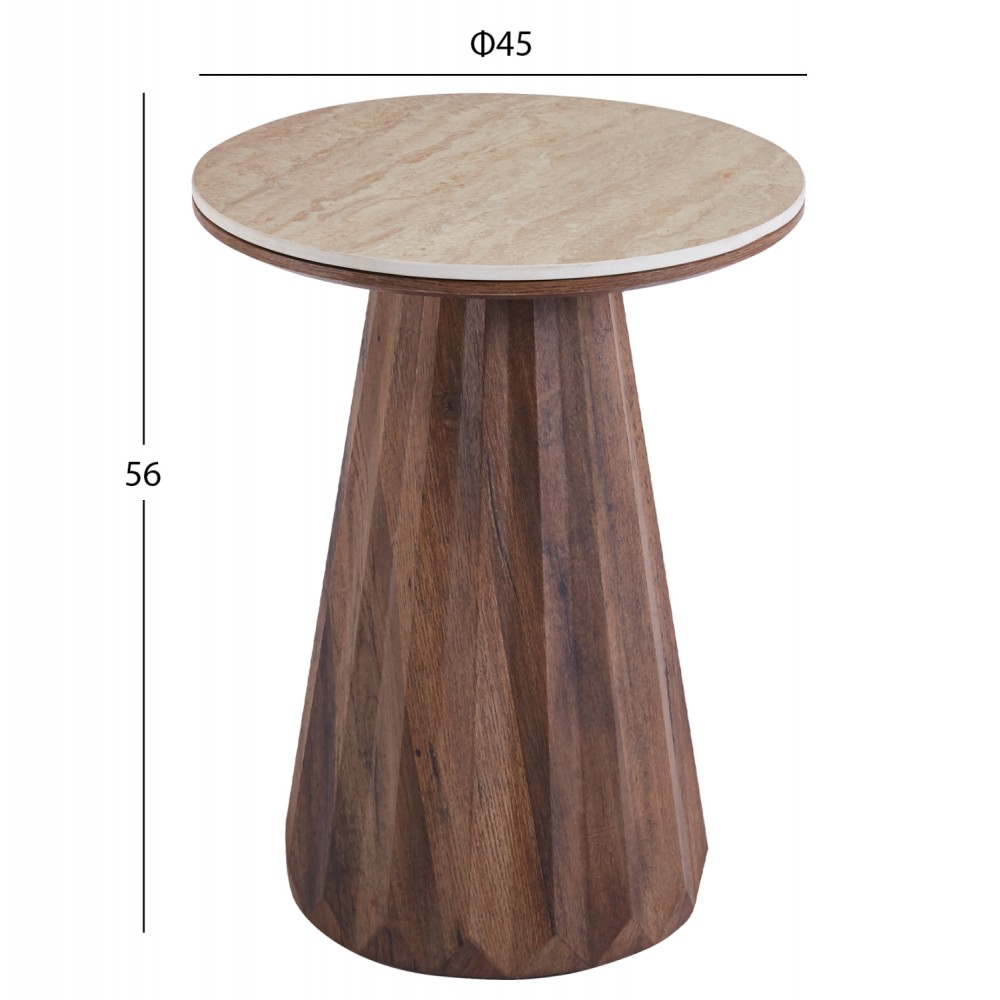 ΤΡΑΠΕΖΙ ΒΟΗΘΗΤΙΚΟ WALDEN HM18438 ΚΕΡΑΜΙΚΟ TOP ΟΨΗ ΤΡΑΒΕΡΤΙΝΑΣ-MDF ΚΑΡΥΔΙ Φ45x56Υεκ.