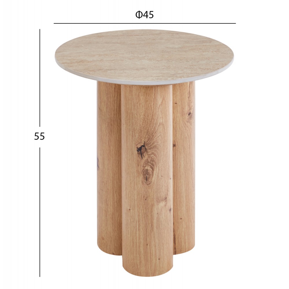 ΤΡΑΠΕΖΙ ΒΟΗΘΗΤΙΚΟ SILVA HM18444 ΚΕΡΑΜΙΚΟ TOP ΟΨΗ ΤΡΑΒΕΡΤΙΝΑΣ-MDF ΦΥΣΙΚΟ Φ45x55Υεκ.
