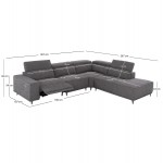 ΚΑΝΑΠΕΣ ΔΕΞΙΑ ΓΩΝΙΑ 5Θ ΜΕ RECLINE LUNARIS HM3316.01R ΓΚΡΙ ΥΦΑΣΜΑ 307x267x94Yεκ