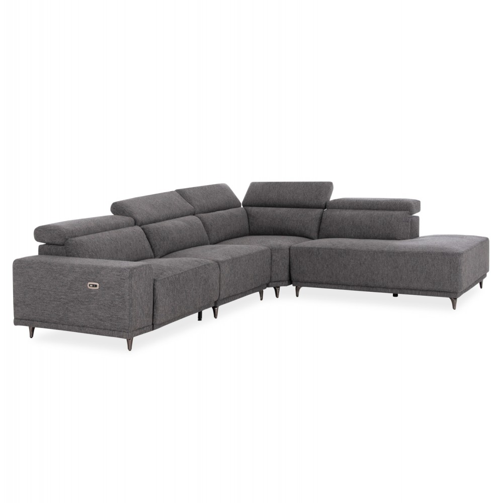 ΚΑΝΑΠΕΣ ΔΕΞΙΑ ΓΩΝΙΑ 5Θ ΜΕ RECLINE LUNARIS HM3316.01R ΓΚΡΙ ΥΦΑΣΜΑ 307x267x94Yεκ