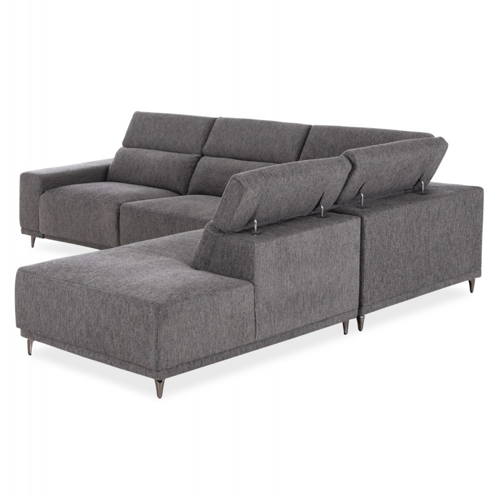 ΚΑΝΑΠΕΣ ΔΕΞΙΑ ΓΩΝΙΑ 5Θ ΜΕ RECLINE LUNARIS HM3316.01R ΓΚΡΙ ΥΦΑΣΜΑ 307x267x94Yεκ