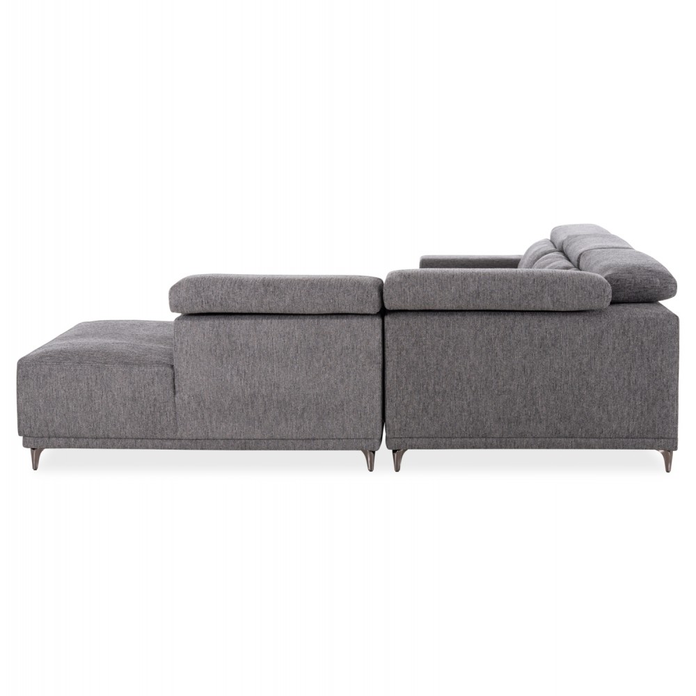 ΚΑΝΑΠΕΣ ΔΕΞΙΑ ΓΩΝΙΑ 5Θ ΜΕ RECLINE LUNARIS HM3316.01R ΓΚΡΙ ΥΦΑΣΜΑ 307x267x94Yεκ