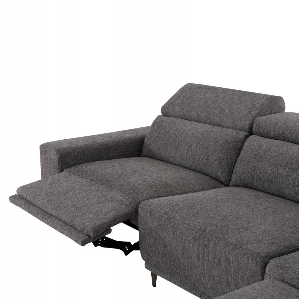 ΚΑΝΑΠΕΣ ΔΕΞΙΑ ΓΩΝΙΑ 5Θ ΜΕ RECLINE LUNARIS HM3316.01R ΓΚΡΙ ΥΦΑΣΜΑ 307x267x94Yεκ