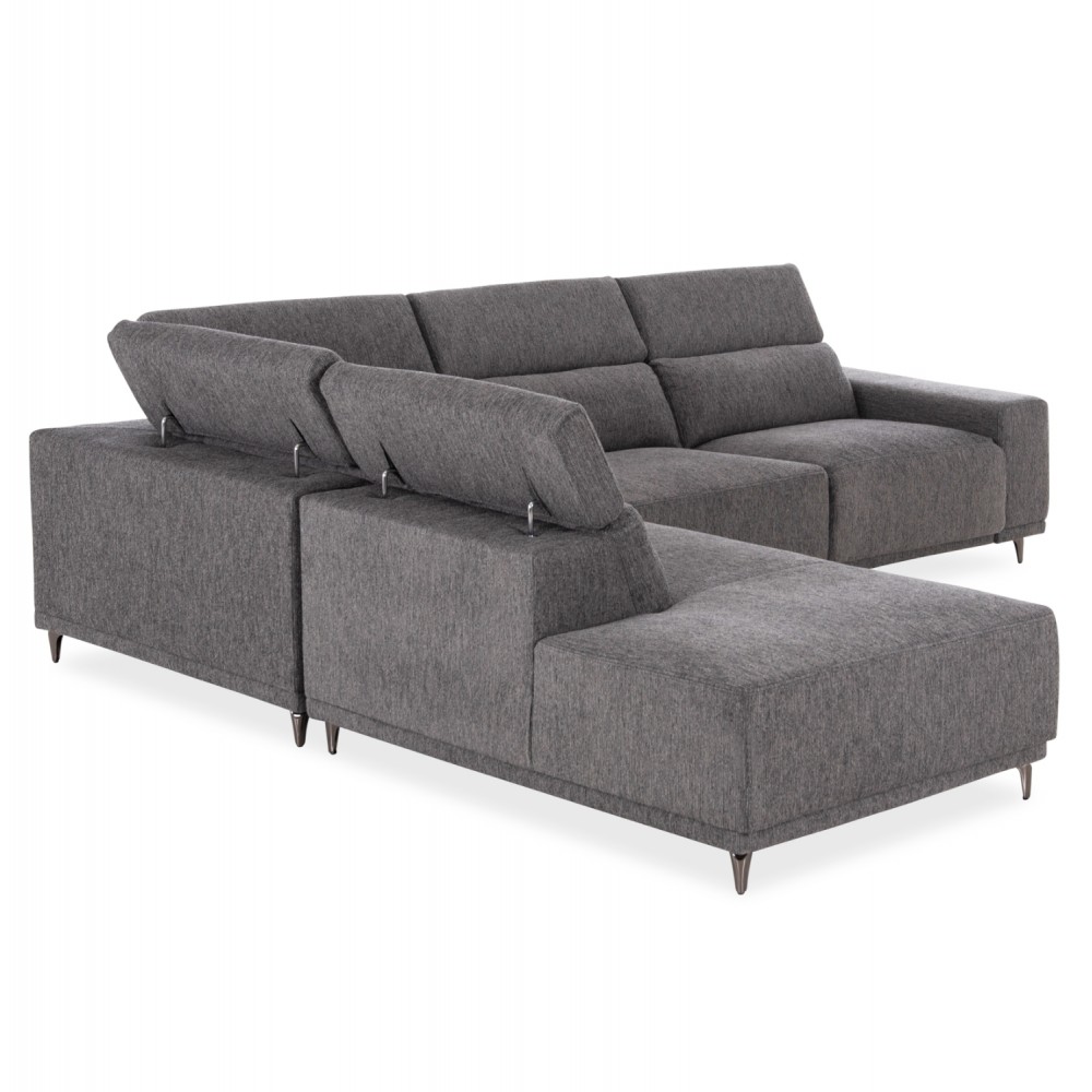 ΚΑΝΑΠΕΣ ΑΡΙΣΤΕΡΗ ΓΩΝΙΑ 5Θ ΜΕ RECLINE LUNARIS HM3316.01L ΓΚΡΙ ΥΦΑΣΜΑ 307x267x94Yεκ