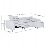 ΚΑΝΑΠΕΣ ΔΕΞΙΑ ΓΩΝΙΑ 3Θ ΜΕ RECLINE VALENTE HM3317.01R ΑΝΟΙΧΤΟ ΓΚΡΙ ΥΦΑΣΜΑ 275x160x104Yεκ