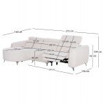 ΚΑΝΑΠΕΣ ΑΡΙΣΤΕΡΗ ΓΩΝΙΑ 3Θ ΜΕ RECLINE VALENTE HM3317.02L ΜΠΕΖ ΥΦΑΣΜΑ 275x160x104Yεκ