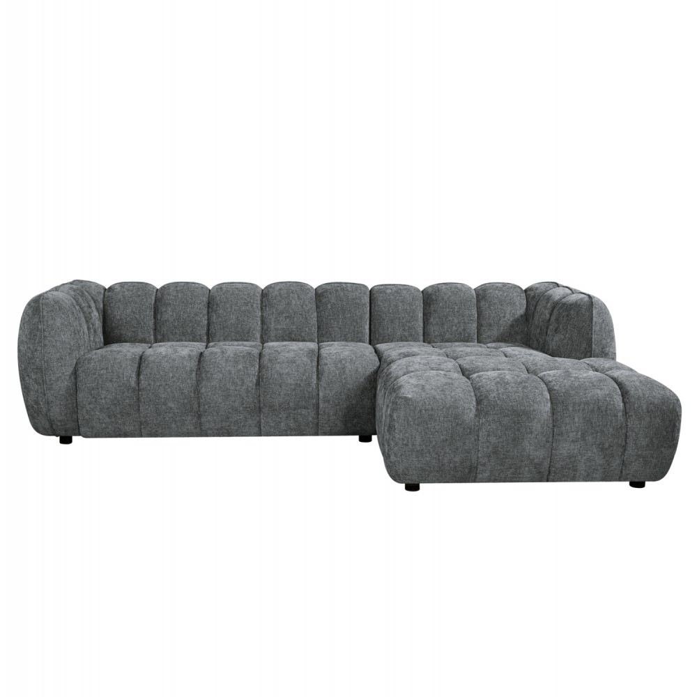 ΚΑΝΑΠΕΣ ΓΩΝΙΑ (ΔΕΞΙΑ) LYKKE HM3326.01R ΓΚΡΙ ΥΦΑΣΜΑ 280x89-165(η γωνία)x70Υεκ