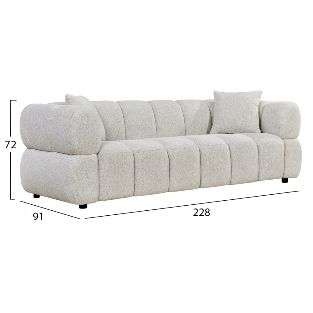 ΚΑΝΑΠΕΣ 3-ΘΕΣΙΟΣ NORIKA HM3331.02 ΕΚΡΟΥ ΥΦΑΣΜΑ 220x88x85Υεκ.