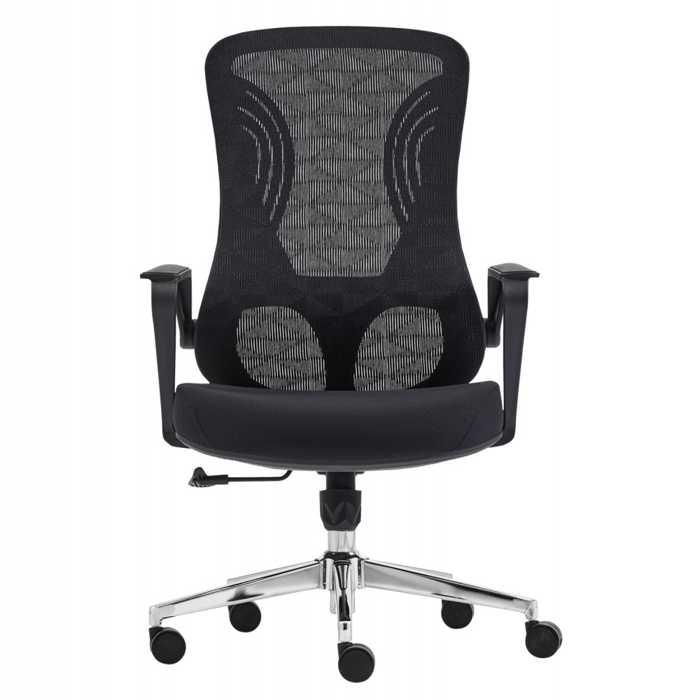 ΚΑΡΕΚΛΑ ΓΡΑΦΕΙΟΥ DECIFER HM1212.01 ΜΑΥΡO MESH-ΒΑΣΗ ΧΡΩΜΙΟΥ 61x60x110Υεκ.