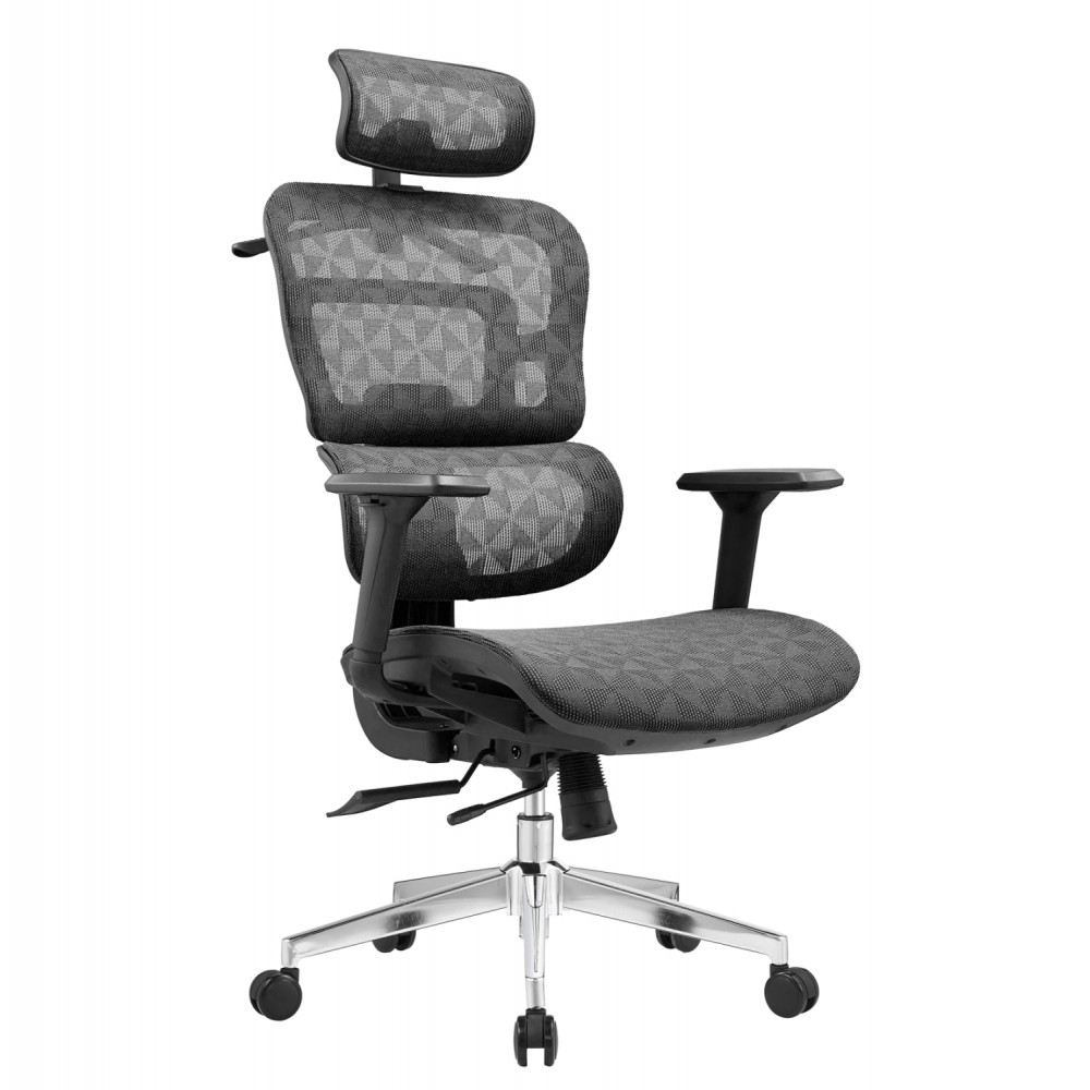ΚΑΡΕΚΛΑ ΓΡΑΦΕΙΟΥ MODEN HM1215.01 ΜΑΥΡO MESH--ΒΑΣΗ ΧΡΩΜΙΟΥ 68x69x126Υεκ