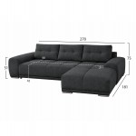 ΚΑΝΑΠΕΣ ΚΡΕΒΑΤΙ ΔΕΞΙΑ ΓΩΝΙΑ COMFYRA HM3336.01R ΓΚΡΙ ΥΦΑΣΜΑ 270x181x75Υεκ