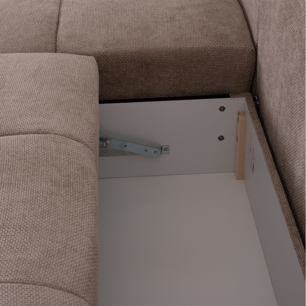 ΚΑΝΑΠΕΣ ΚΡΕΒΑΤΙ ΑΡΙΣΤΕΡΗ ΓΩΝΙΑ COMFYRA HM3336.03L ΜΠΕΖ ΥΦΑΣΜΑ 268x180x83Υεκ