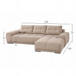 ΚΑΝΑΠΕΣ ΚΡΕΒΑΤΙ ΔΕΞΙΑ ΓΩΝΙΑ COMFYRA HM3336.03R ΜΠΕΖ ΥΦΑΣΜΑ 270x181x75Υεκ