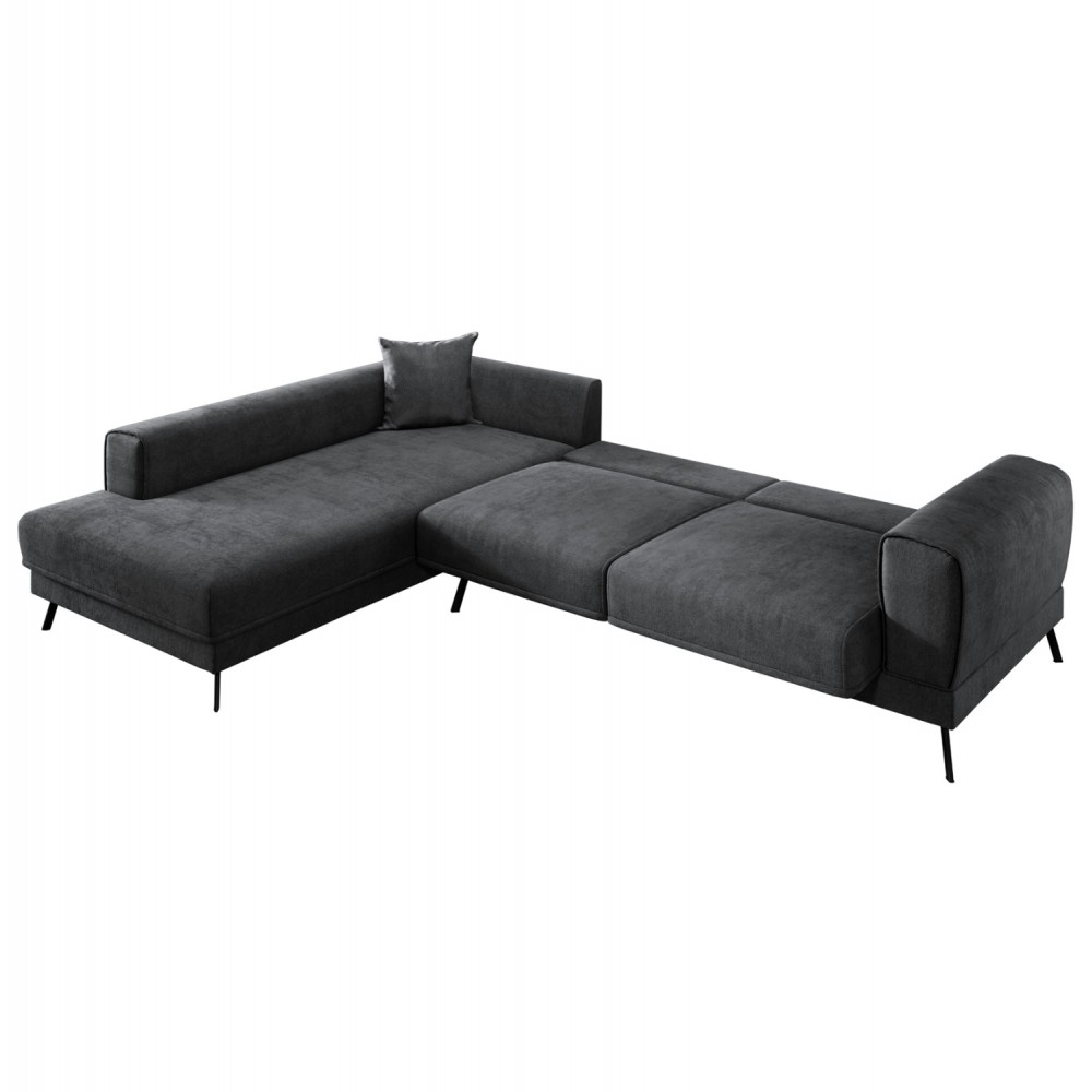 ΚΑΝΑΠΕΣ ΚΡΕΒΑΤΙ ΑΡΙΣΤΕΡΗ ΓΩΝΙΑ ZENORA HM3337.01L ΣΚΟΥΡΟ ΓΚΡΙ ΥΦΑΣΜΑ 303x214x80Υεκ