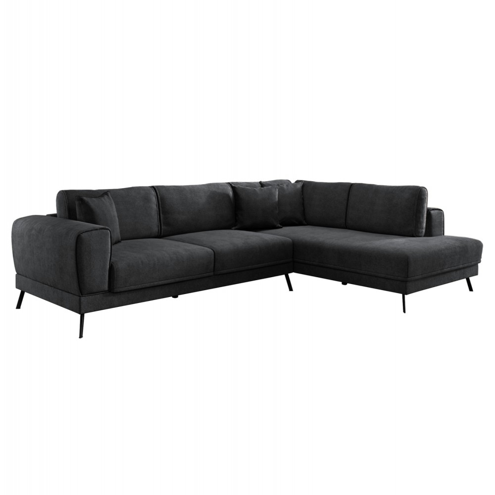 ΚΑΝΑΠΕΣ ΚΡΕΒΑΤΙ ΔΕΞΙΑ ΓΩΝΙΑ ZENORA HM3337.01R ΣΚΟΥΡΟ ΓΚΡΙ ΥΦΑΣΜΑ 303x214x80Υεκ