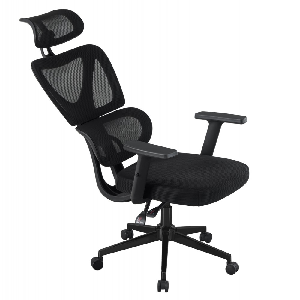 ΚΑΡΕΚΛΑ ΓΡΑΦΕΙΟΥ NOVAR HM1218.01 ΜΑΥΡO MESH--ΒΑΣΗ PP 51x49x121-129Υεκ