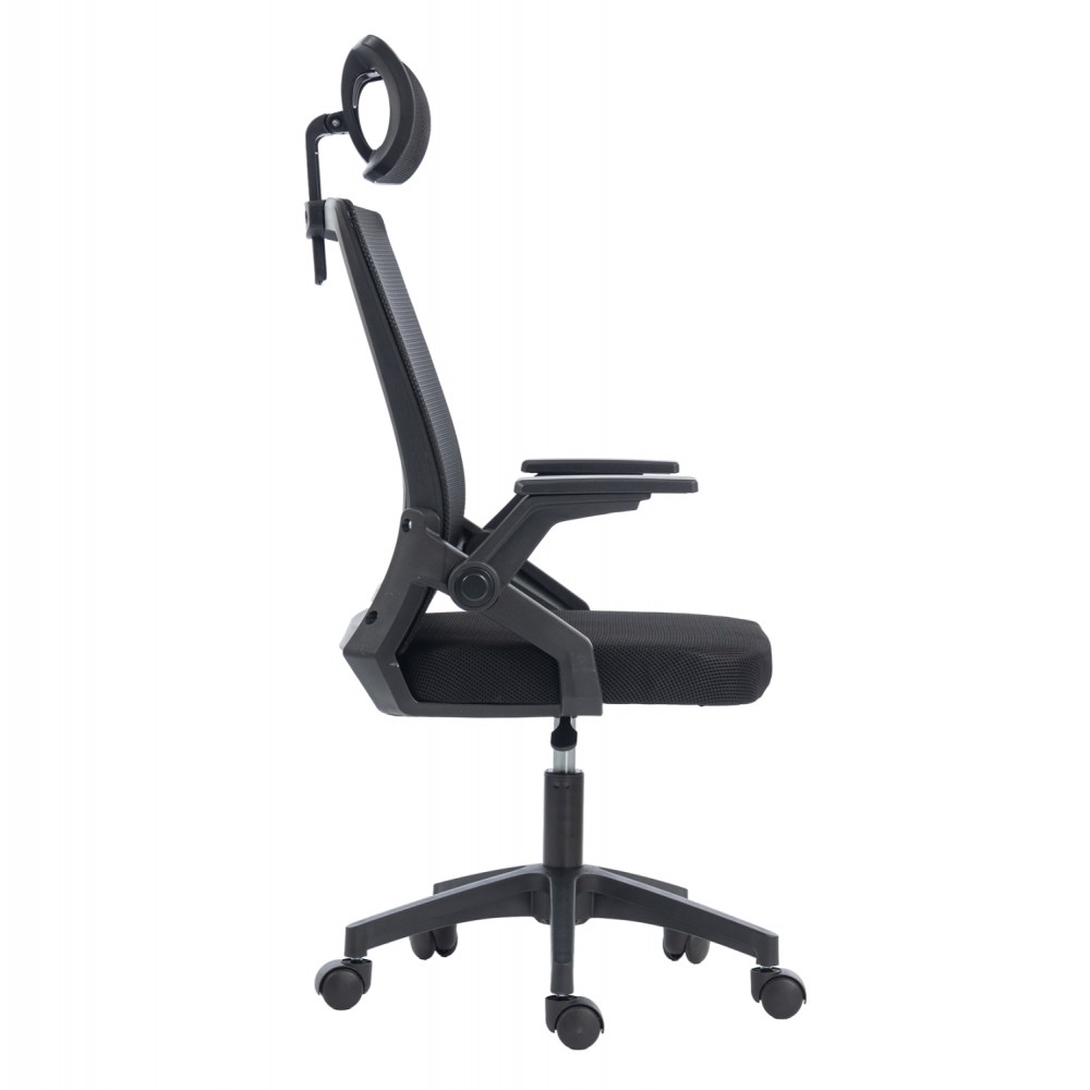 ΚΑΡΕΚΛΑ ΓΡΑΦΕΙΟΥ MATRON HM1226.01 ΜΑΥΡO PP & MESH ΥΦΑΣΜΑ 47x47x128Υεκ