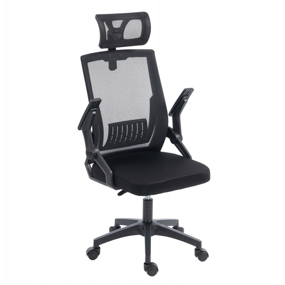 ΚΑΡΕΚΛΑ ΓΡΑΦΕΙΟΥ MATRON HM1226.01 ΜΑΥΡO PP & MESH ΥΦΑΣΜΑ 47x47x128Υεκ
