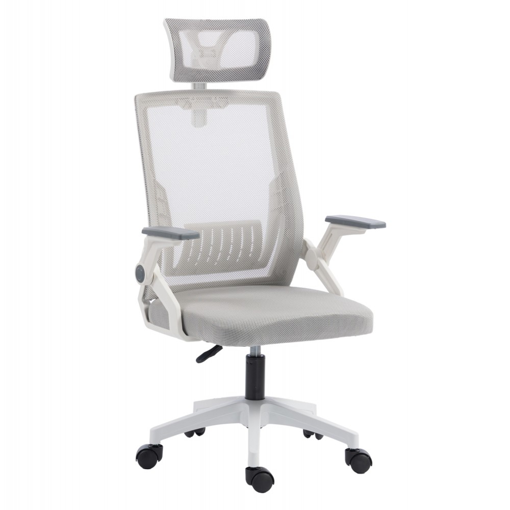 ΚΑΡΕΚΛΑ ΓΡΑΦΕΙΟΥ MATRON HM1226.02 ΛΕΥΚΟ PP--ΑΝΟΙΧΤΟ ΓΚΡΙ MESH 47x47x128Υεκ
