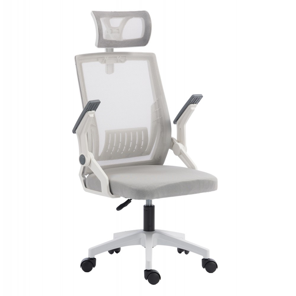 ΚΑΡΕΚΛΑ ΓΡΑΦΕΙΟΥ MATRON HM1226.02 ΛΕΥΚΟ PP--ΑΝΟΙΧΤΟ ΓΚΡΙ MESH 47x47x128Υεκ
