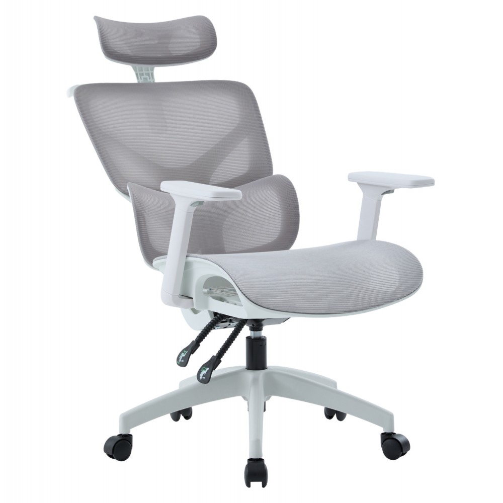 ΚΑΡΕΚΛΑ ΓΡΑΦΕΙΟΥ APEX HM1227.02 ΛΕΥΚΟ PP--ΑΝΟΙΧΤΟ ΓΚΡΙ MESH 68x68x120-130Υεκ
