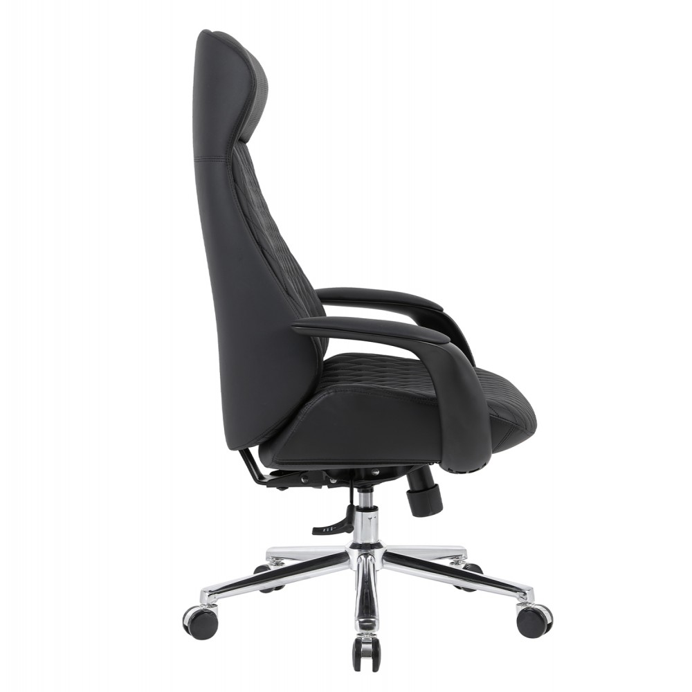 ΚΑΡΕΚΛΑ ΓΡΑΦΕΙΟΥ PREMIUM VELUM HM1233.01 ΜΑΥΡΟ PU--ΒΑΣΗ ΧΡΩΜΙΟΥ 71x69x116-122Υεκ.