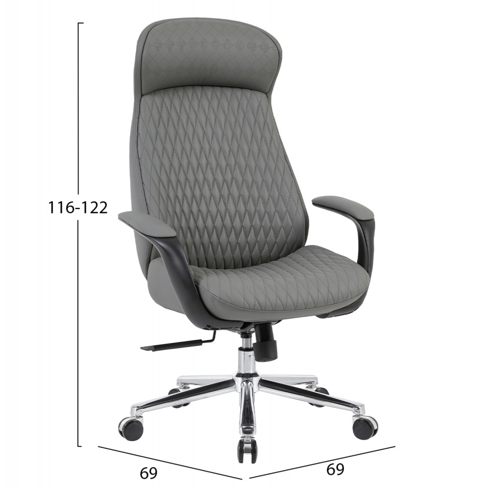 ΚΑΡΕΚΛΑ ΓΡΑΦΕΙΟΥ PREMIUM VELUM HM1233.10 ΓΚΡΙ PU--ΒΑΣΗ ΧΡΩΜΙΟΥ 71x69x116-122Υεκ.