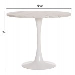 ΤΡΑΠΕΖΙ ΤΡΑΠΕΖΑΡΙΑΣ ROLLO HM9421.11 ΣΤΡΟΓΓΥΛΟ WHITE MARBLE Φ90x74Υεκ.